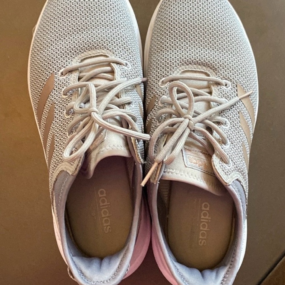 Adidas Women's Light Gray and Gold Sneakers